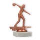 Pokal Kunststofffigur Bowling Damen bronze auf weißem Marmorsockel 14,4cm