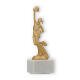 Trophy plastic figure cheerleader gold metallic on white marble base 20.5cm