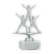 Trophy plastic figure cheerleader pyramid silver metallic on white marble base 17.3cm