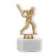 Trophy plastic figure cricket batsman gold metallic on white marble base 15,0cm