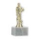 Pokal Kunststofffigur Cricketspieler gold auf weißem Marmorsockel 15,8cm