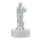 Trophy plastic figure cricketer silver metallic on white marble base 14.8cm
