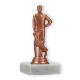 Pokal Kunststofffigur Cricketspieler bronze auf weißem Marmorsockel 13,8cm