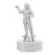 Coupe Figurine en plastique joueuse de fléchettes argent métallique sur socle en marbre blanc 15,7cm