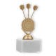 Trophy plastic figure dartboard gold metallic on white marble base 15.9cm