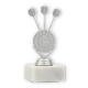 Trophy plastic figure dartboard silver metallic on white marble base 14.9cm
