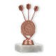 Trophy plastic figure dartboard bronze on white marble base 13.9cm