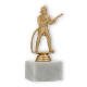 Pokal Kunststofffigur Feuerwehrmann goldmetallic auf weißem Marmorsockel 15,9cm