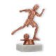 Pokal Kunststofffigur Mädchenfußballerin bronze auf weißem Marmorsockel 14,5cm