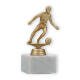 Trophy plastic figure soccer men gold metallic on white marble base 15.2cm