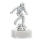 Pokal Kunststofffigur Fußballer silbermetallic auf weißem Marmorsockel 14,4cm