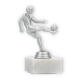 Pokal Kunststofffigur Fußballspieler silbermetallic auf weißem Marmorsockel 14,0cm