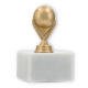 Pokal Kunststofffigur Fußball goldmetallic auf weißem Marmorsockel 10,6cm