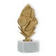 Pokal Kunststofffigur Fußballkranz goldmetallic auf weißem Marmorsockel 18,6cm