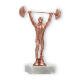 Pokal Kunststofffigur Gewichtheber bronze auf weißem Marmorsockel 17,5cm