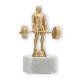 Pokal Kunststofffigur Kraftdreikampf Kreuzheben goldmetallic auf weißem Marmorsockel 17,0cm