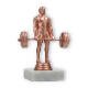 Trophy plastic figure powerlifting deadlift bronze on white marble base 15,0cm