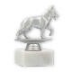 Trophy plastic figure shepherd dog silver metallic on white marble base 12,5cm