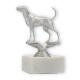 Pokal Kunststofffigur Coonhound silbermetallic auf weißem Marmorsockel 12,3cm