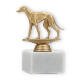 Pokal Kunststofffigur Windhund goldmetallic auf weißem Marmorsockel 12,6cm