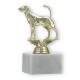 Pokal Kunststofffigur Foxhound gold auf weißem Marmorsockel 13,4cm