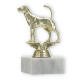 Pokal Kunststofffigur Foxhound gold auf weißem Marmorsockel 12,4cm