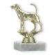 Pokal Kunststofffigur Foxhound gold auf weißem Marmorsockel 11,4cm