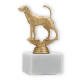 Pokal Kunststofffigur Foxhound goldmetallic auf weißem Marmorsockel 13,4cm