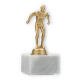 Trofeo figura de plástico nadador dorado metálico sobre base de mármol blanco 14,6cm