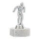 Beker kunststof figuur zwemmer zilver metallic op wit marmeren voet 13,6cm