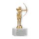 Trophy plastic figure archer gold metallic on white marble base 18,5cm
