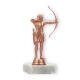 Coupe figure en plastique archer bronze sur un socle en marbre blanc 16,5cm