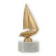 Trophy plastic figure sailboat gold metallic on white marble base 19,0cm