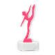Pokal Kunststofffigur modernes Tanzen pink auf weißem Marmorsockel 17,6cm