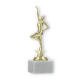Troféu figura de plástico Jazz Dança ouro sobre base de mármore branco 21,7cm