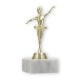 Troféu figura de plástico balerina dourada sobre base de mármore branco 14,4cm
