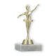 Troféu figura de plástico balerina dourada sobre base de mármore branco 13,4cm