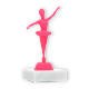 Pokal Kunststofffigur Ballerina pink auf weißem Marmorsockel 13,4cm
