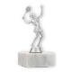 Trophy plastic figure tennis player silver metallic on white marble base 13,6cm