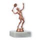 Troféu figura de ténis de plástico bronze sobre base de mármore branco 12,6cm