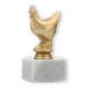 Pokal Kunststofffigur Huhn goldmetallic auf weißem Marmorsockel 13,8cm
