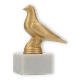Trophy plastic figure dove gold metallic on white marble base 13.8cm