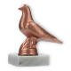 Trophy plastic figure dove bronze on white marble base 11,8cm