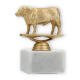 Pokal Kunststofffigur Hereford Stier goldmetallic auf weißem Marmorsockel 11,8cm