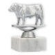 Pokal Kunststofffigur Hereford Stier silbermetallic auf weißem Marmorsockel 10,8cm
