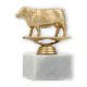 Pokal Kunststofffigur Hereford Kuh goldmetallic auf weißem Marmorsockel 11,7cm