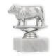 Pokal Kunststofffigur Hereford Kuh silbermetallic auf weißem Marmorsockel 10,7cm