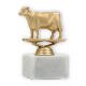 Pokal Kunststofffigur Kuh goldmetallic auf weißem Marmorsockel 12,4cm