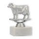 Pokal Kunststofffigur Kuh silbermetallic auf weißem Marmorsockel 11,4cm