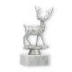 Pokal Kunststofffigur Hirsch silbermetallic auf weißem Marmorsockel 16,3cm